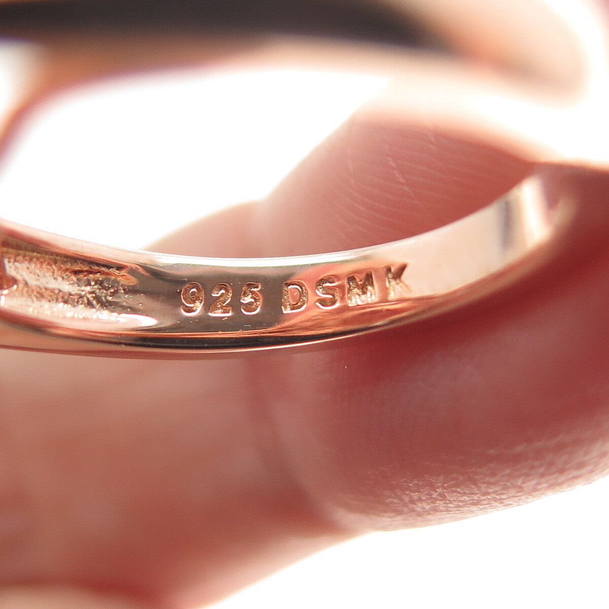 DSMK 925 Sterling Silver Rose Gold Plated Pink & White C Z Ring Size 7.5