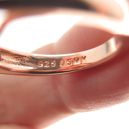 DSMK 925 Sterling Silver Rose Gold Plated Pink & White C Z Ring Size 7.5