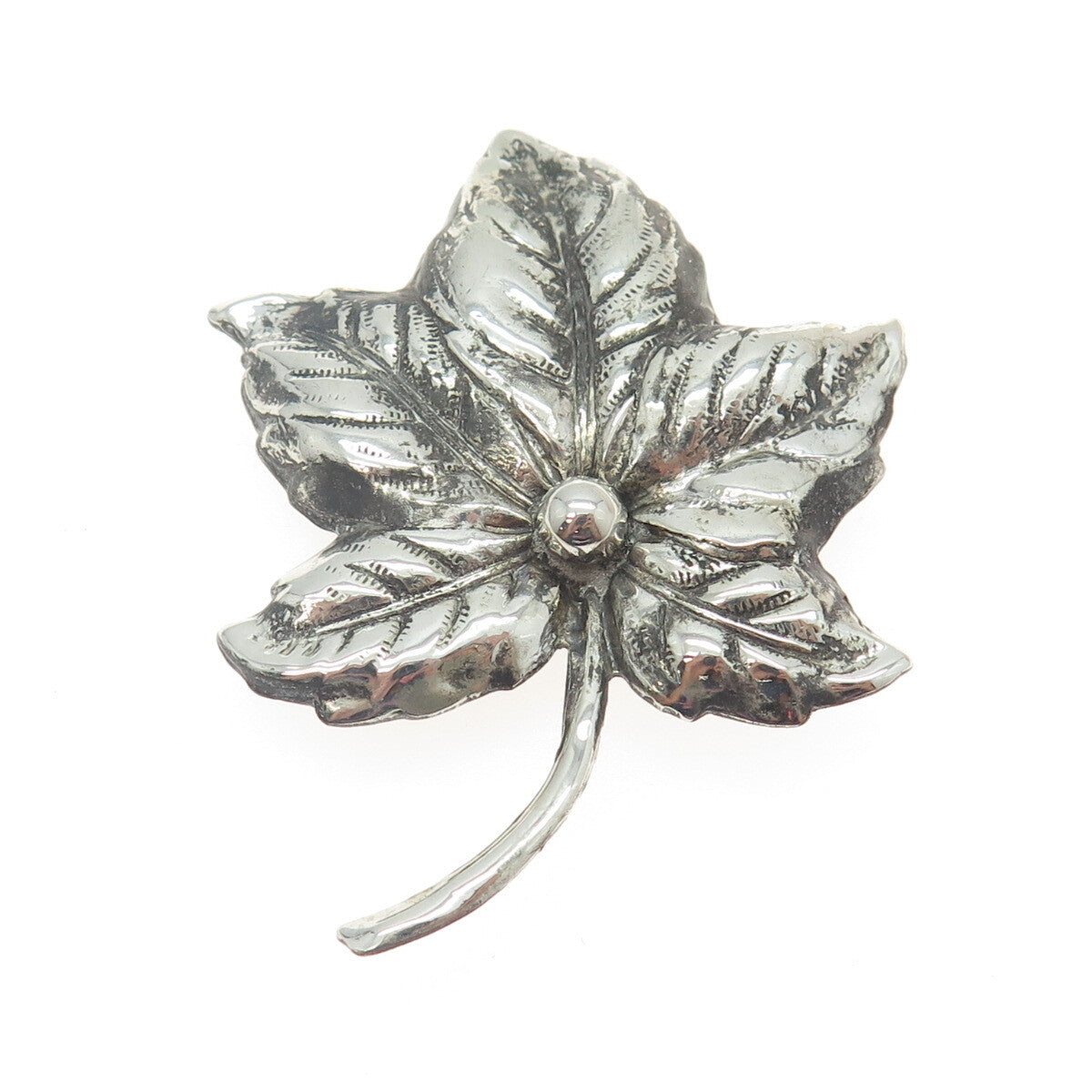 925 Sterling Silver Antique Art Deco Leaf Floral Pin Brooch