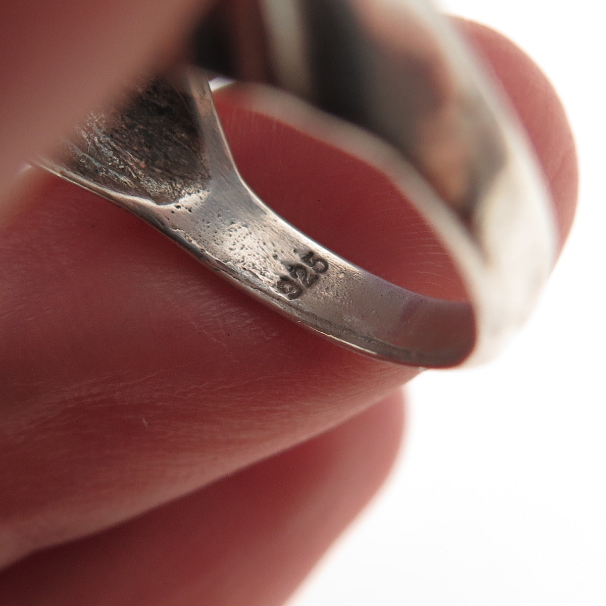 925 Sterling Silver Vintage Modernist Oxidized Dome Ring Size 7