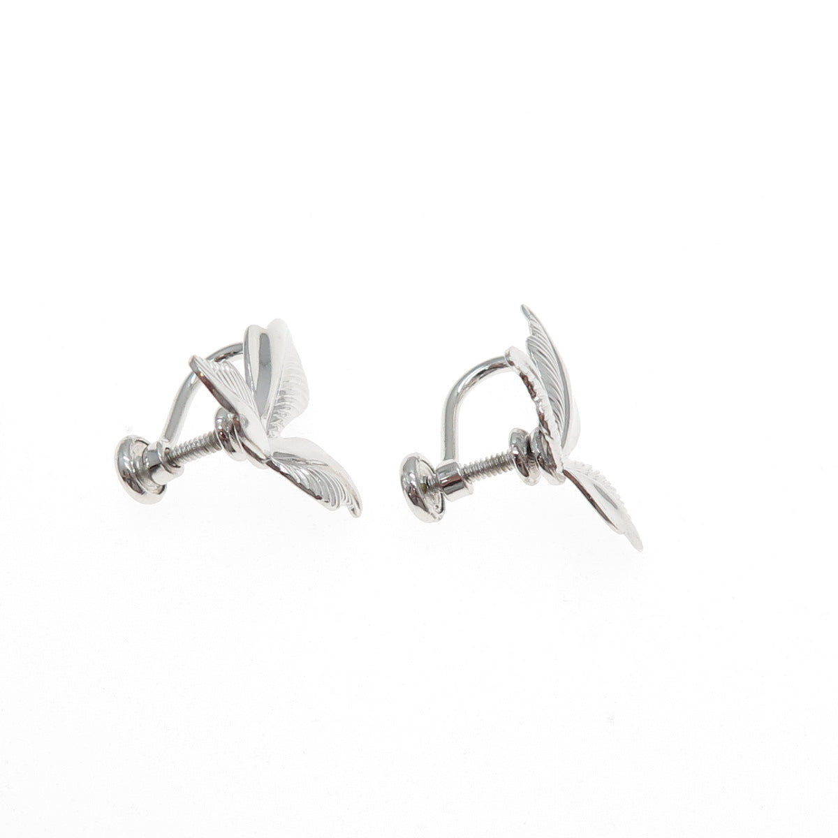 VAN DELL 925 Sterling Silver Antique Art Deco Floral Leaf Screw Back Earrings