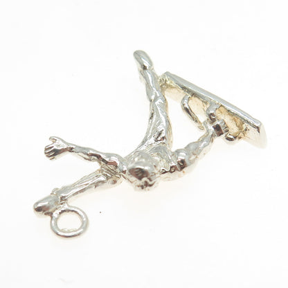 925 Sterling Silver Vintage Athlete / Gymnast 3D Pendant