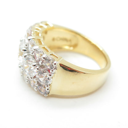 925 Sterling Silver Gold Plated Round-Cut C Z Promise Ring Size 6