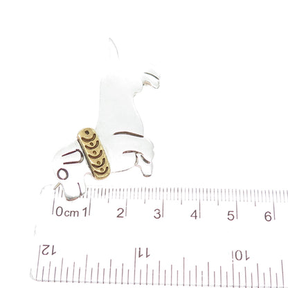 925 Sterling Silver 2-Tone Vintage Mexico Dachshund Dog Pin Brooch