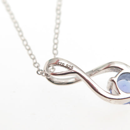 Chuck Clemency 925 Sterling Silver Real Tanzanite Cable Chain Necklace 20"