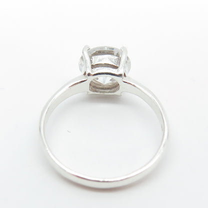 925 Sterling Silver Brazilian-Cut C Z Engagement Ring Size 7
