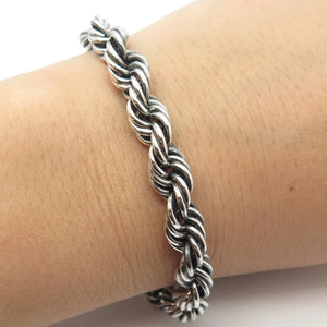 925 Sterling Silver Vintage Mexico Twisted Rope Link Bracelet 6.75"