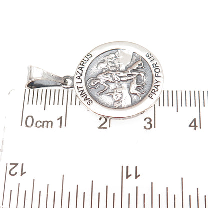 925 Sterling Silver Vintage Italy Saint Lazarus Oxidized Charm Pendant