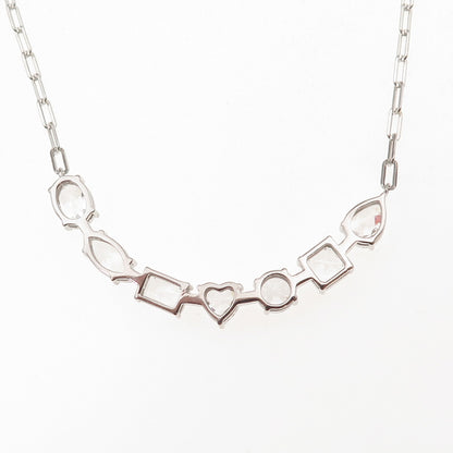 925 Sterling Silver Muti-Cut C Z Paperclip Chain Necklace 18-20"