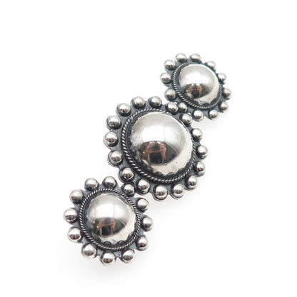 Old Pawn 925 Sterling Silver Vintage Southwestern Sun Beaded Oxidized Pin Brooch