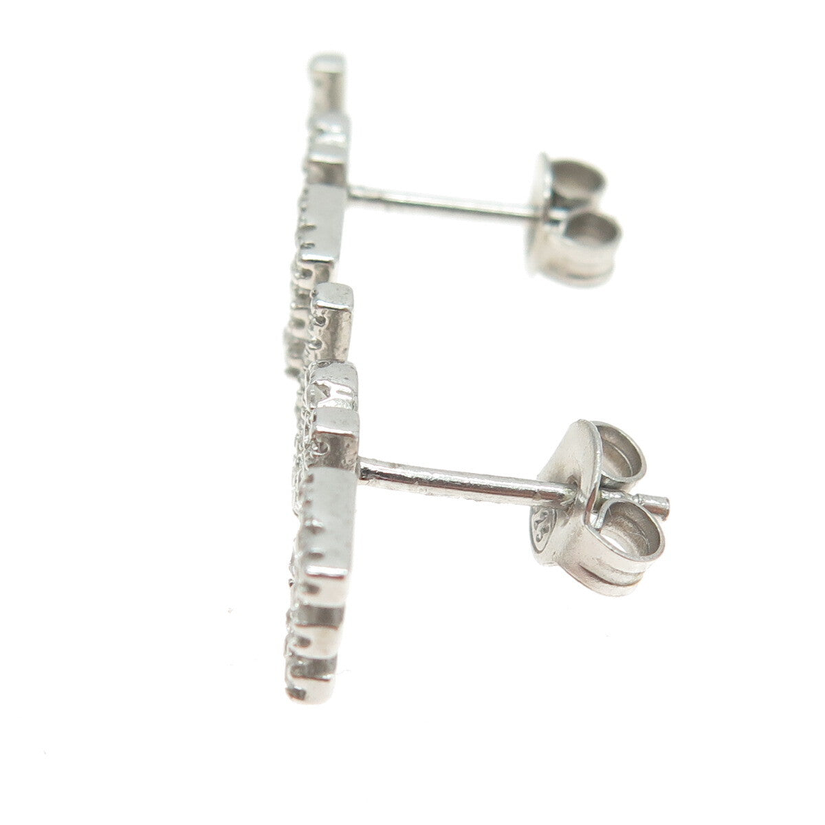 925 Sterling Silver Round-Cut C Z "LOVE" Stud Earrings