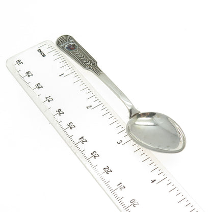800 Silver Antique France Enamel Praha / Prague Coffee Spoon
