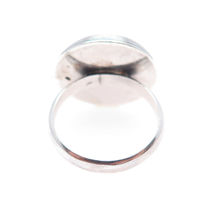 925 Sterling Silver Vintage Modernist Dome Oxidized Ring Size 6.75