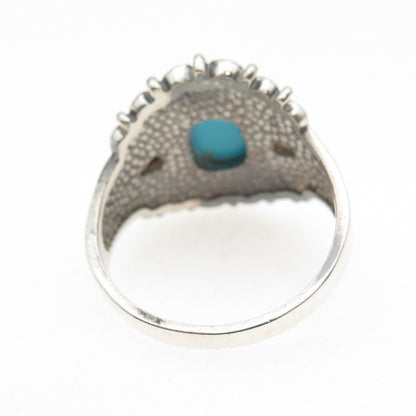 Coleman Co. 925 Sterling Silver 12K Gold Vintage Real Turquoise Ring Size 11.25