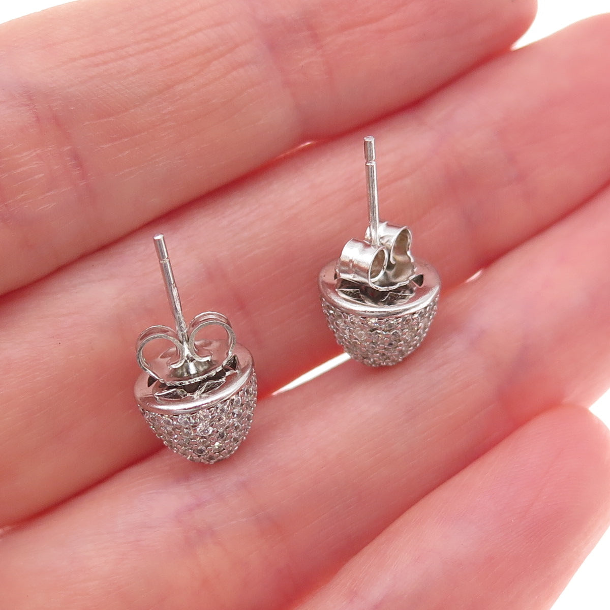 925 Sterling Silver Round-Cut C Z Cone Stud Earrings