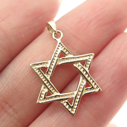 14K Yellow Gold Star of David Minimalist Charm Pendant