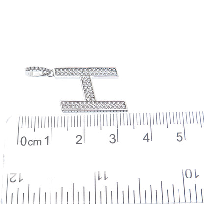 925 Sterling Silver Round-Cut C Z Sparkle Letter H Initial Charm Pendant
