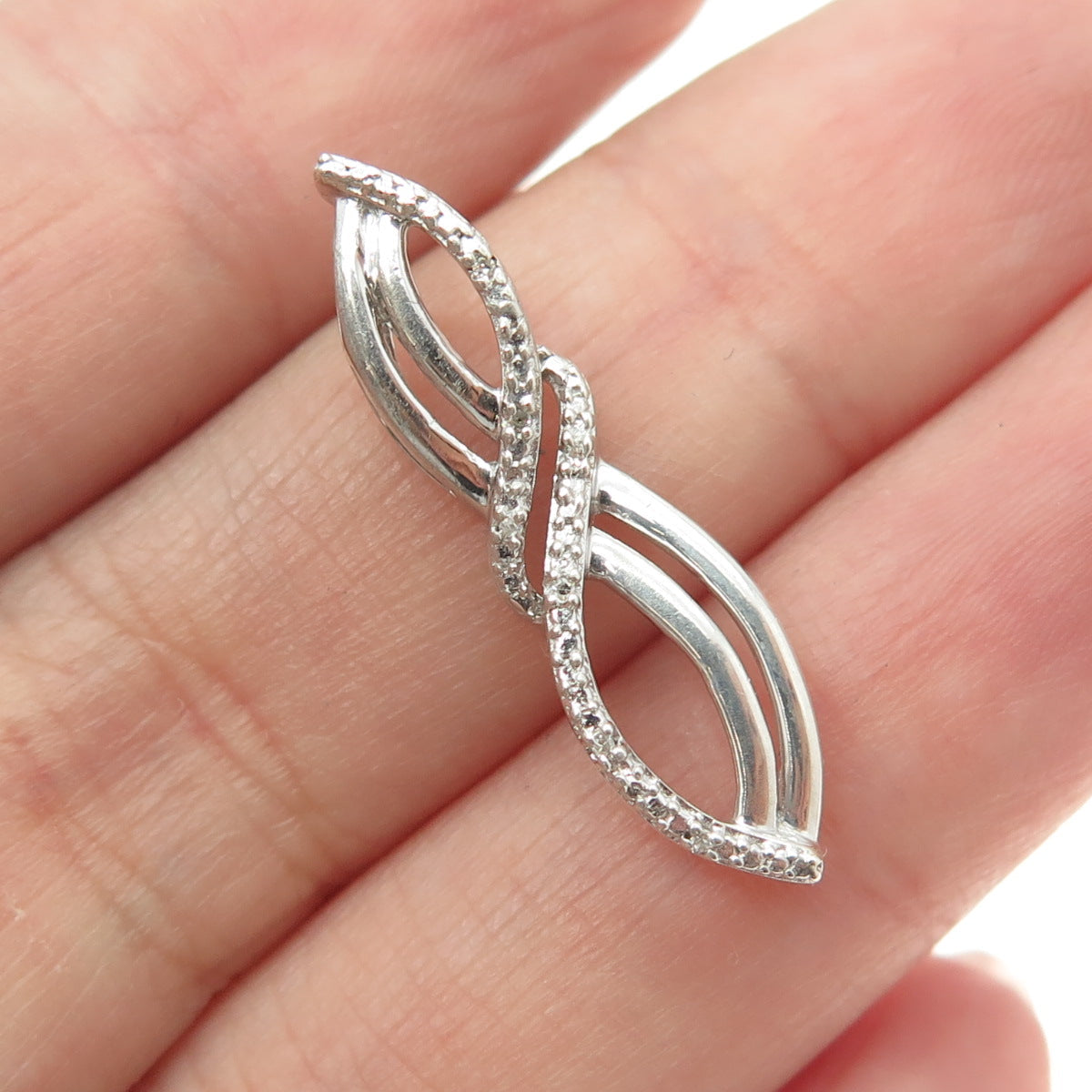 JANE SEYMOUR 925 Sterling Silver Real Round-Cut Diamond Twisted Slide Pendant