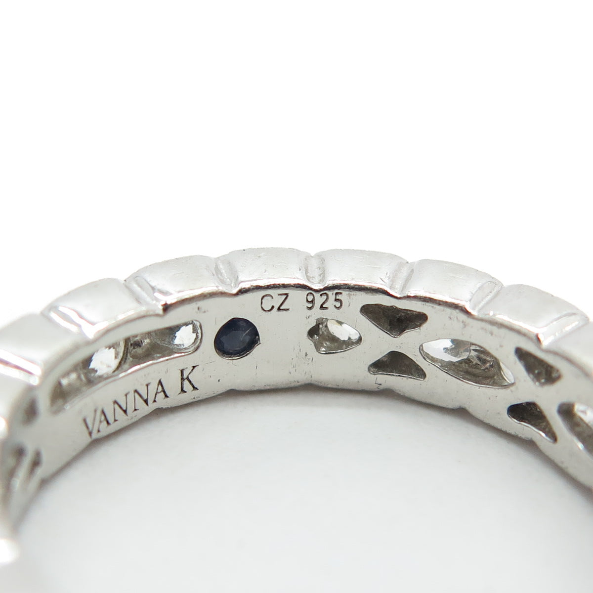 VANNA K 925 Sterling Silver Round-Cut C Z All Around Eternity Ring Size 7.25