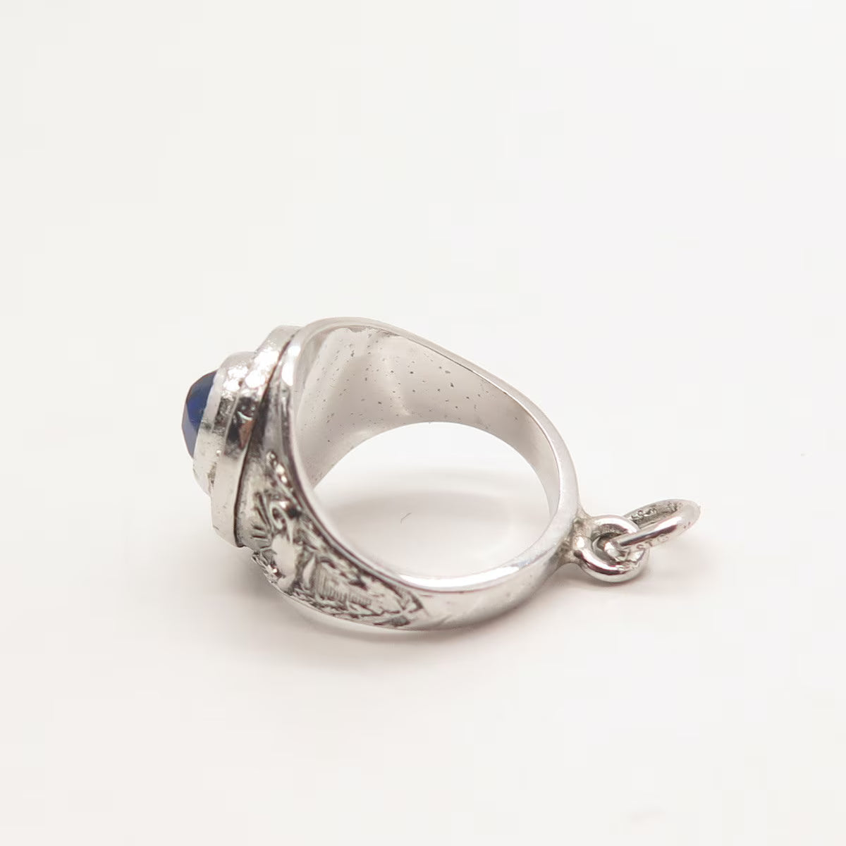 925 Sterling Silver Vintage Wells Glass "Poughkeepsie" High School Ring Pendant