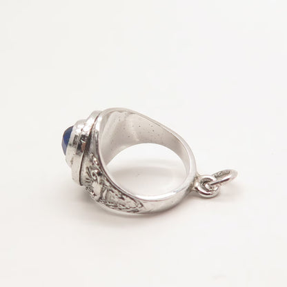 925 Sterling Silver Vintage Wells Glass "Poughkeepsie" High School Ring Pendant