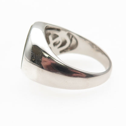 Dasan 925 Sterling Silver Real MOP Cross Signet Ring Size 10.5