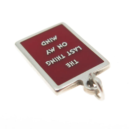 925 Sterling Silver Enamel "The Last Thing On My Mind" Minimalist Charm Pendant