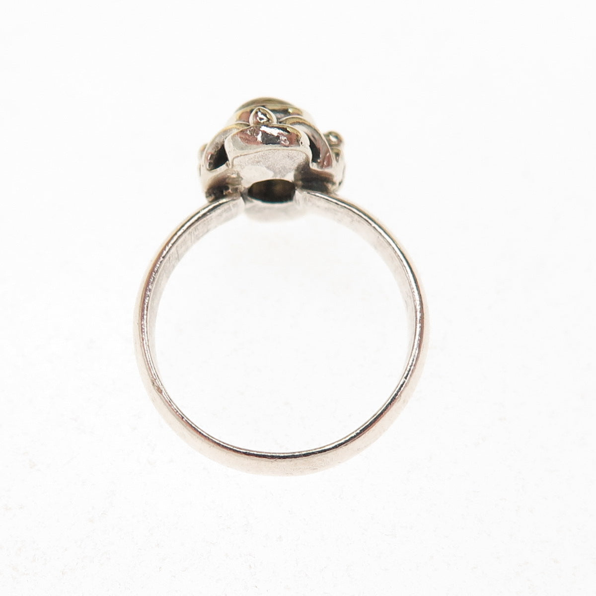 925 Sterling Silver Vintage Real Citrine Oxidized Ring Size 5
