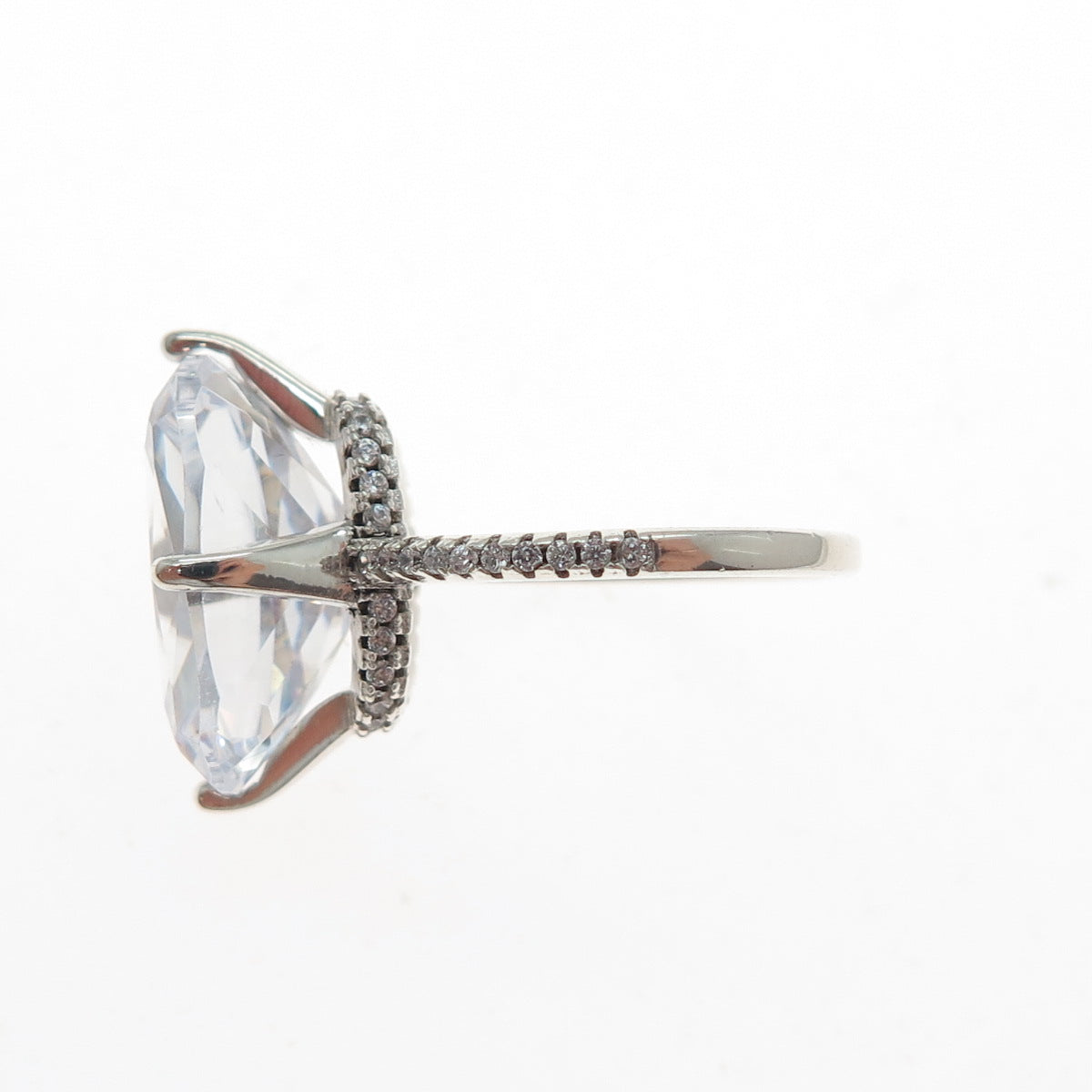 925 Sterling Silver Cushion-Cut C Z Engagement Ring Size 5