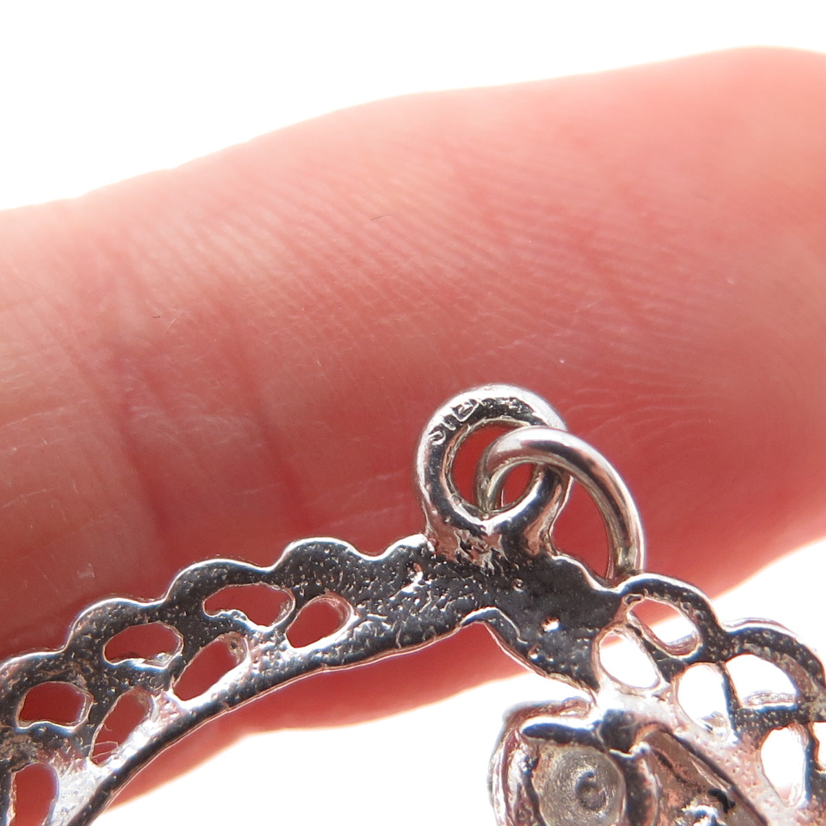925 Sterling Silver Vintage Aries Zodiac Sign Heart Ornate Charm Pendant