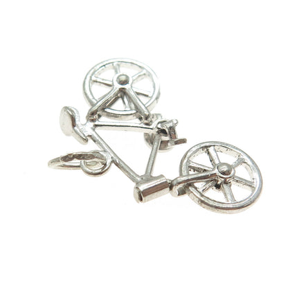 925 Sterling Silver Antique Art Deco Bicycle Minimalist Charm Pendant