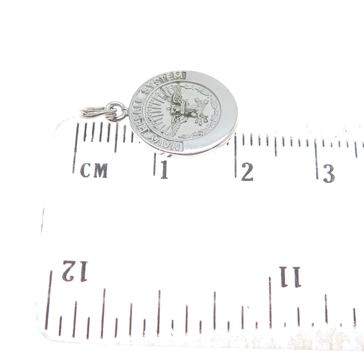925 Sterling Silver Vintage "Navy Resale System" Round Charm Pendant