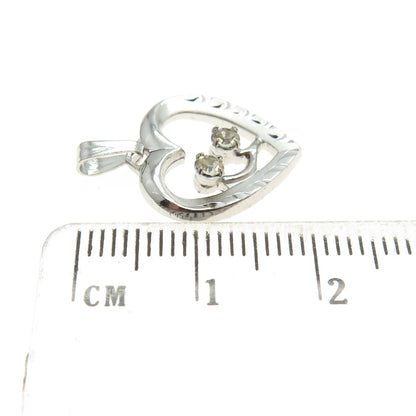 FELICE JF 925 Sterling Silver Antique Art Deco Rhinestone Heart Pendant