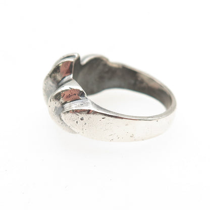 925 Sterling Silver Vintage Modernist Oxidized Ring Size 7.25