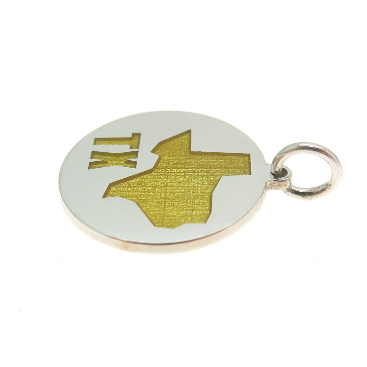 925 Sterling Silver Yellow Enamel Texas State Map Minimalist Charm Pendant