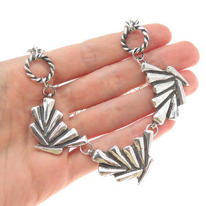 KATHERINE LINCOLN Sterling Silver Vintage Modernist Floral Chain Necklace 20"