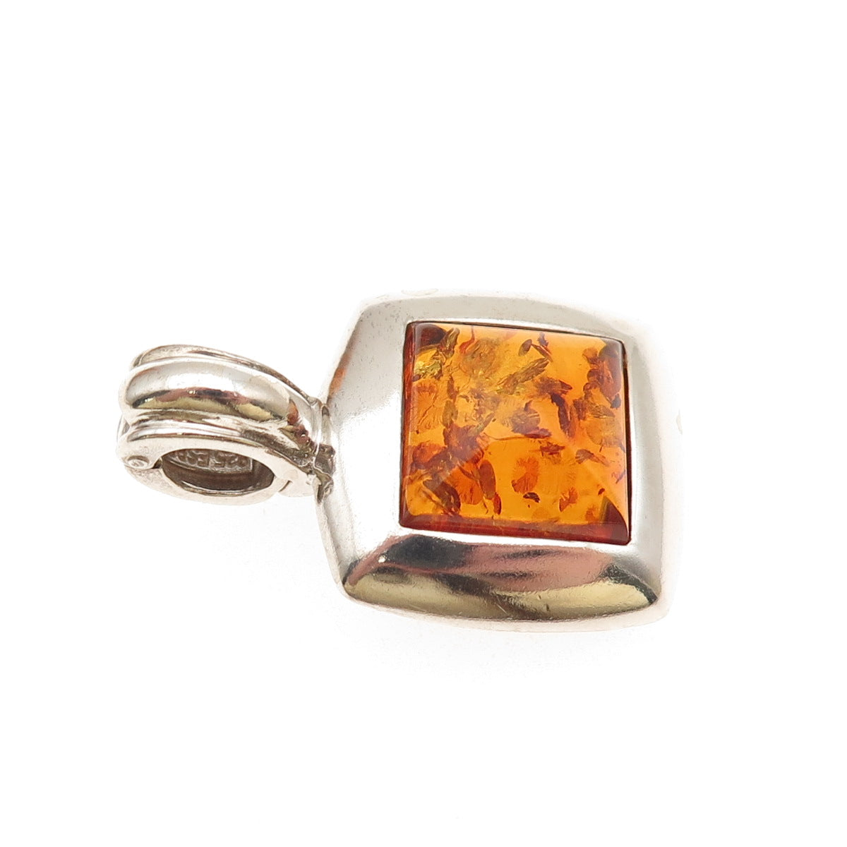 ESPO Joseph Esposito 925 Sterling Silver Vintage Real Amber Charm Pendant