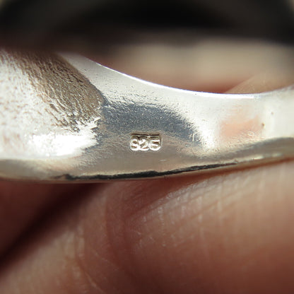 925 Sterling Silver Vintage Modernist Wavy Crisscross Ring Size 7.75