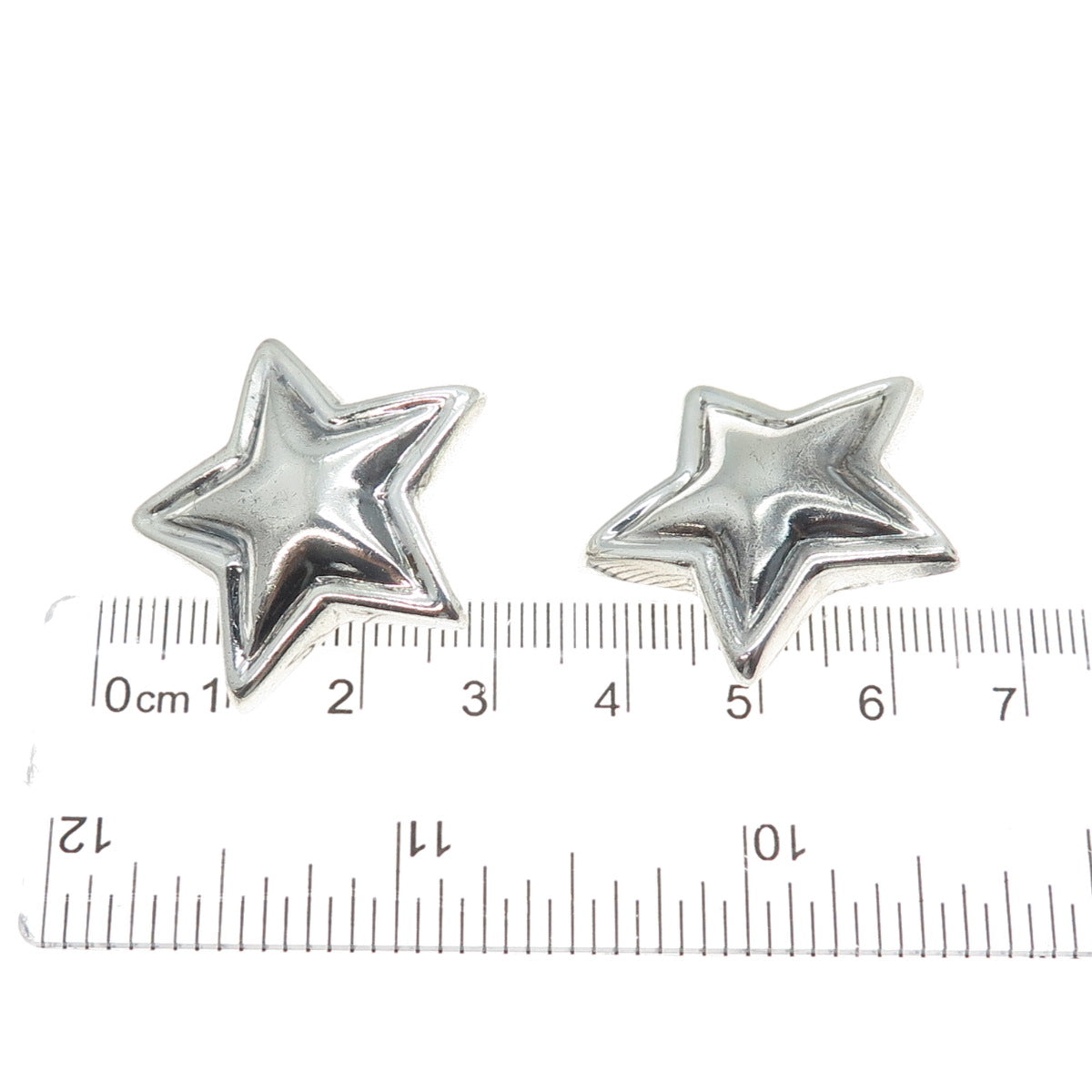 ZINA 925 Sterling Silver Vintage Modernist Star Oxidized Clip On Earrings