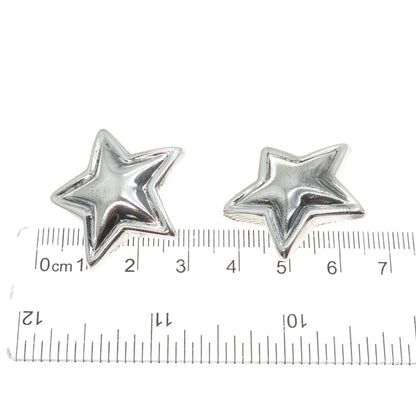 ZINA 925 Sterling Silver Vintage Modernist Star Oxidized Clip On Earrings