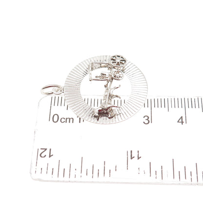 BERMUDA 925 Sterling Silver Vintage Carriage Charm Pendant