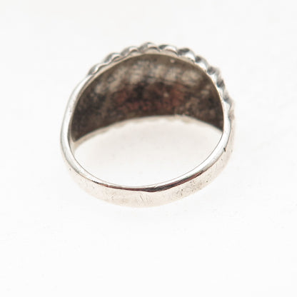 925 Sterling Silver Vintage Modernist Oxidized Dome Ring Size 7