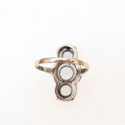 935 Silver 8K Gold Antique Art Deco Germany Real Blue Topaz Ring Size 9