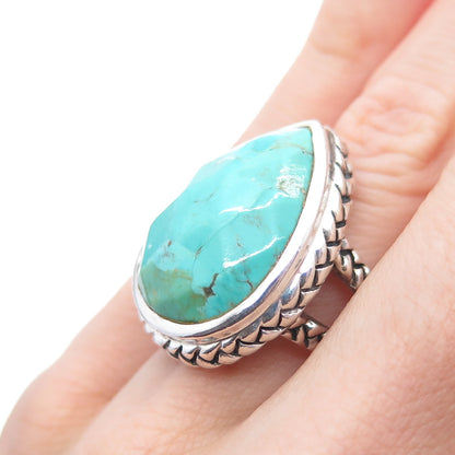 BARSE 925 Sterling Silver Vintage Real Lone Mountain Turquoise Ring Size 6