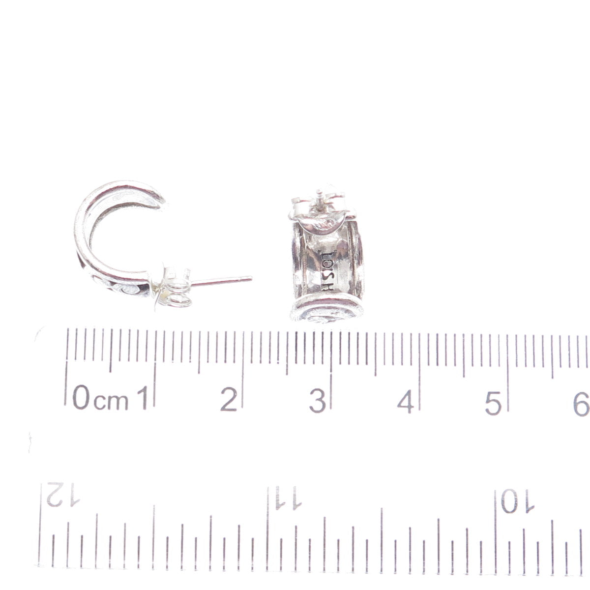 LOIS HILL 925 Sterling Silver Vintage Signature Scroll Hoop Earrings