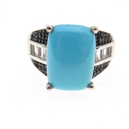 Chuck Clemency 925 Sterling Silver Real Turquoise Spinel & Topaz Ring Size 8.25