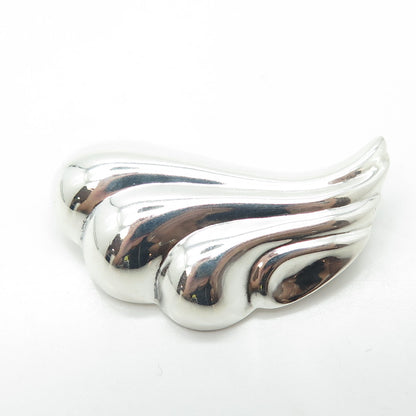 925 Sterling Silver Vintage Modernist Puffy Wavy Centerpiece Slide Pendant