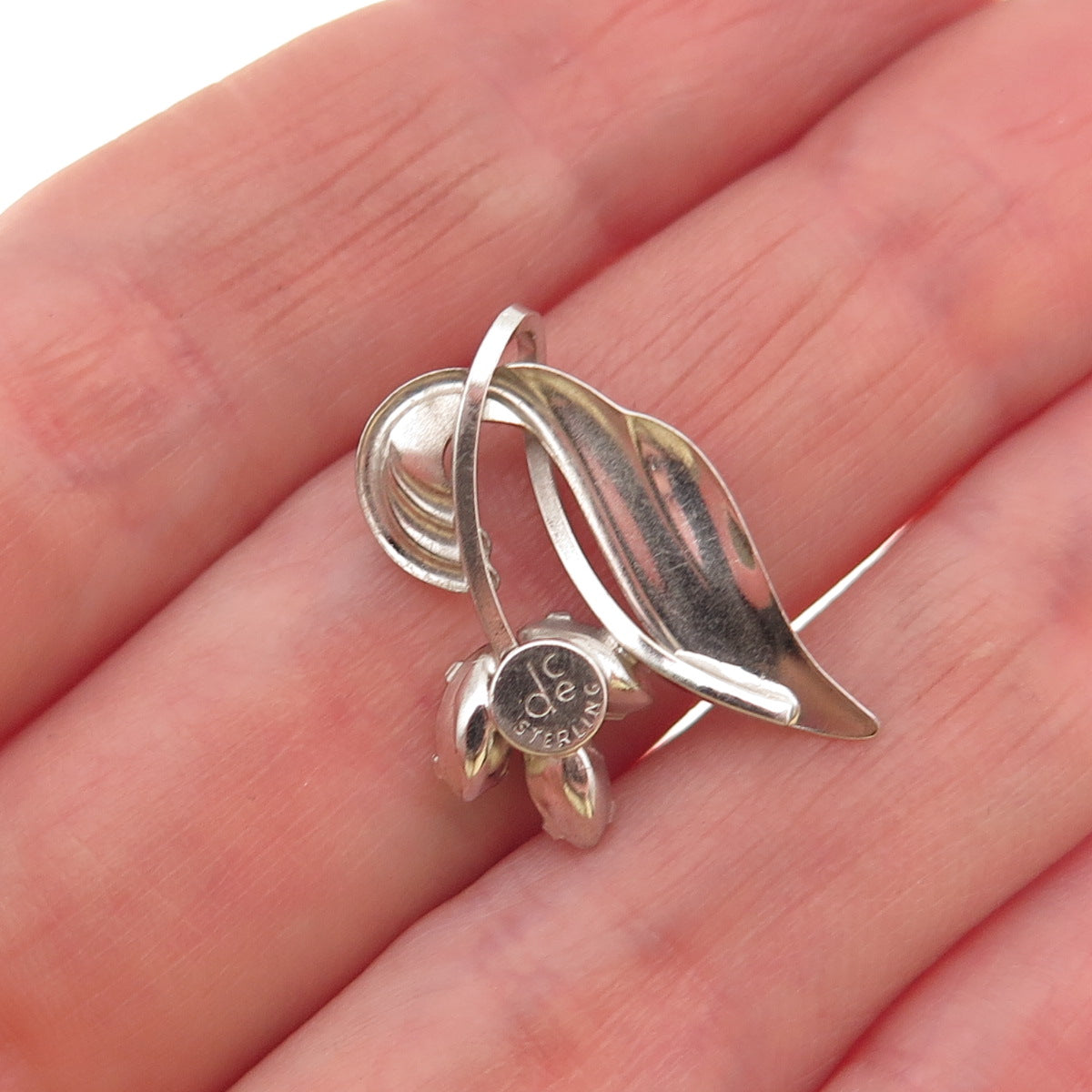 Curtis Curtman 925 Sterling Silver Vintage Rhinestone Floral Charm Pendant