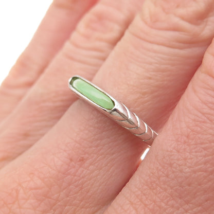 Jewelry Concepts 925 Sterling Silver Vintage Real Jade Stackable Ring Size 8