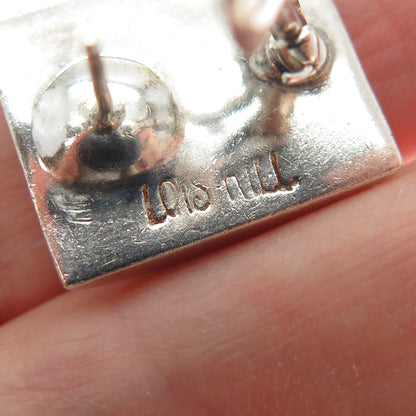 LOIS HILL 925 Sterling Vintage Granulated Signature Scroll Omega Back Earrings